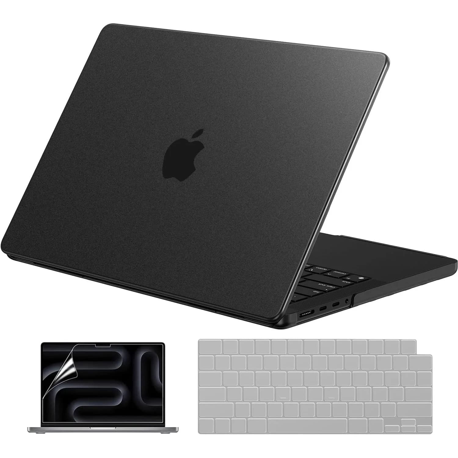 EooCoo Crystal Clear Case for MacBook Pro 14-inch (2021-2026 Models) | Snap-On Polycarbonate Protection — Textured Matte Black