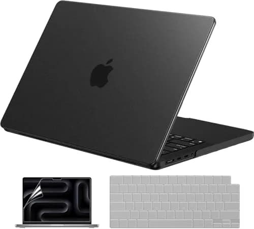 EooCoo Textured Matte Black Hard Case for MacBook Pro 14-inch (2021-2026 Models) | Scratch & Fingerprint Resistant thumbnail 1