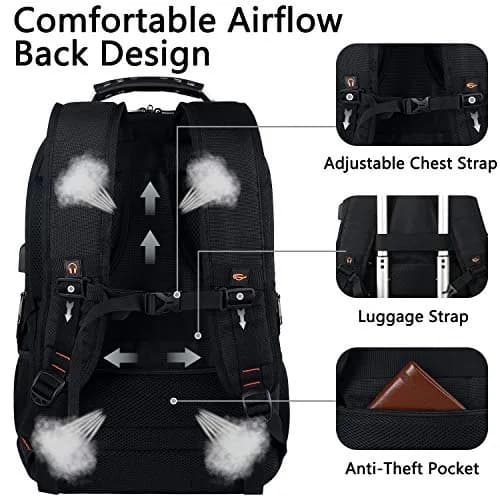 YALIXIAN Extra Large Travel Laptop Backpack for Men Women with USB Charging Port & RFID Anti-Theft, Fits 17 Inch Computer Notebook, Water Resistant, College Backpack (Blackgrey) thumbnail 5
