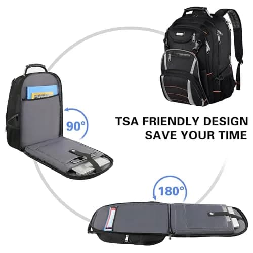 YALIXIAN Extra Large Travel Laptop Backpack for Men Women with USB Charging Port & RFID Anti-Theft, Fits 17 Inch Computer Notebook, Water Resistant, College Backpack (Blackgrey) thumbnail 3