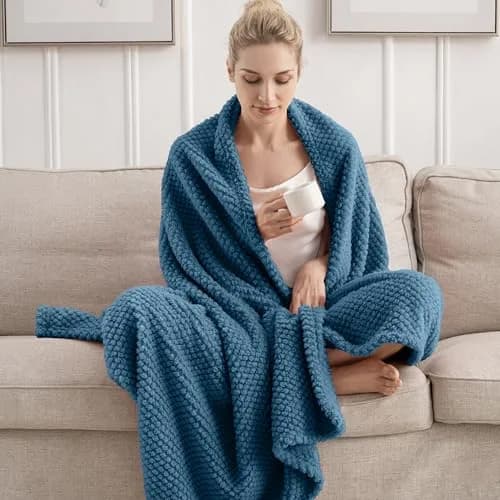 Jungle Star Blue Soft Fleece 300GSM Twin Blanket 152cm x 203cm (60"x80") | Cozy Flannel for Couch, Bed, Sofa thumbnail 6