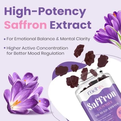 Enerlix Saffron Supplement Gummies for Mood & Focus, 60 Count (Pack of 2) | Vegan, Organic, Fast Absorption thumbnail 5