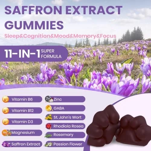 Enerlix Saffron Supplement Gummies for Mood & Focus, 60 Count (Pack of 2) | Vegan, Organic, Fast Absorption thumbnail 4