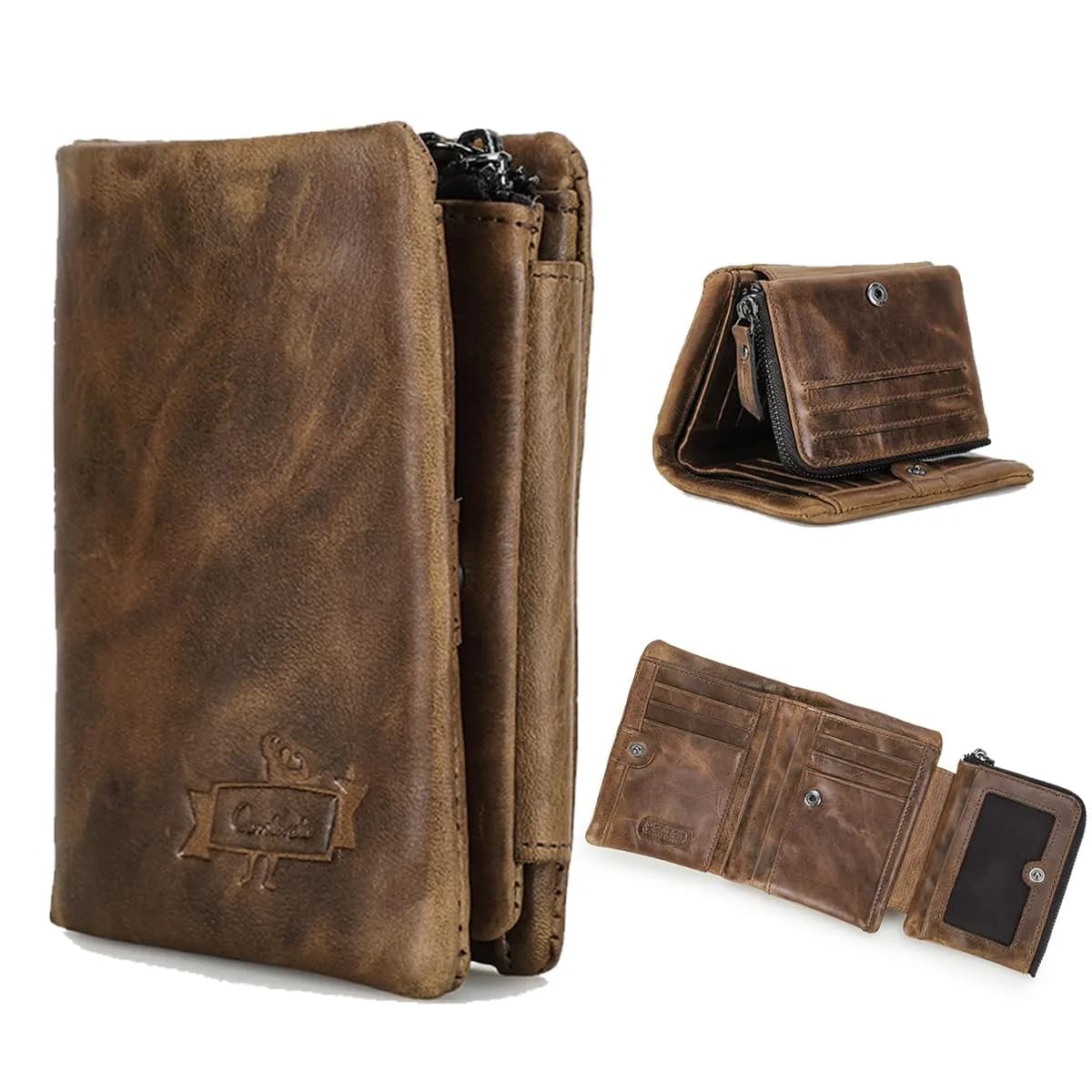 CONTACTS Crazy Horse Leather Bifold Wallet for Men | 12 cm (4.72 in) - main product image