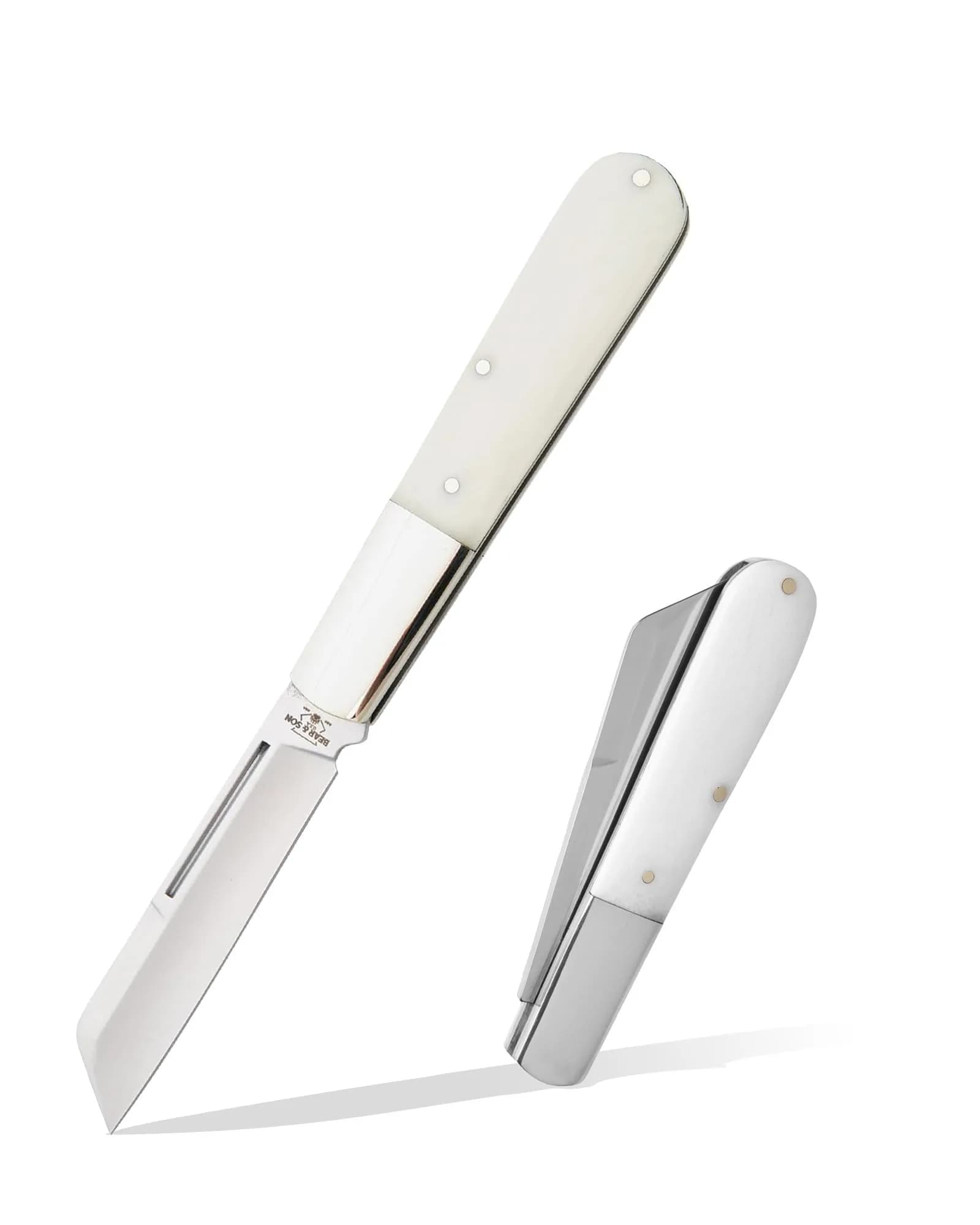 Bear & Son Barlow Pocket Knife 2-3/4" Sheepsfoot Blade | High Carbon Stainless Steel, White Bone Handle, Made in USA