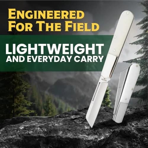 Bear & Son Barlow Pocket Knife 2-3/4" Sheepsfoot Blade | High Carbon Stainless Steel, White Bone Handle, Made in USA thumbnail 4