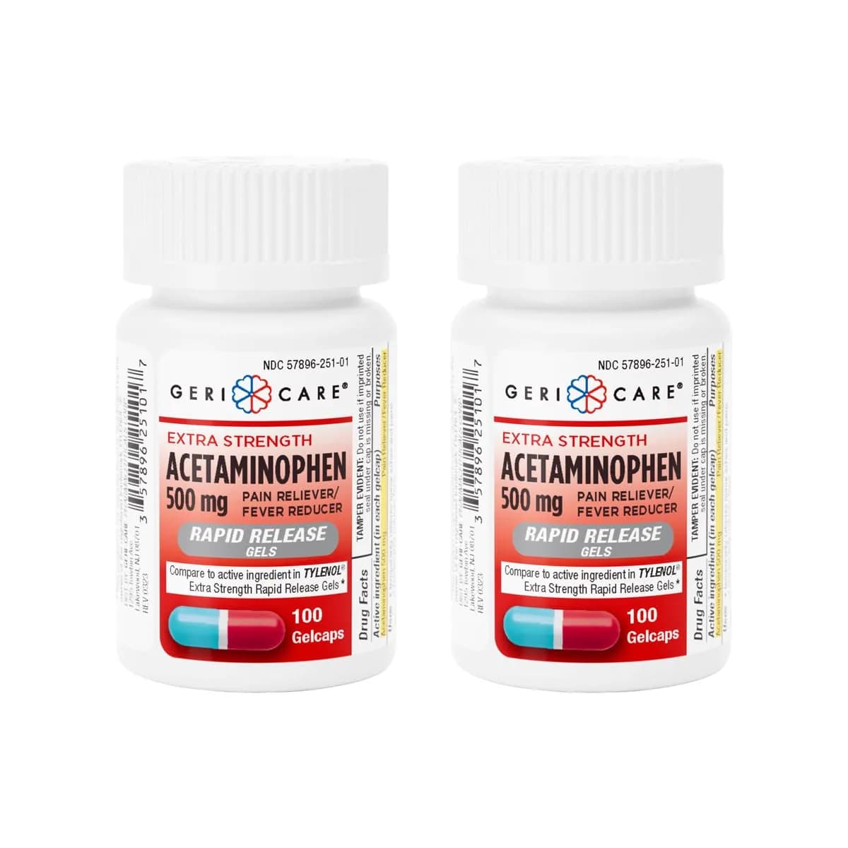 GeriCare Extra Strength Acetaminophen 500mg | Rapid Relief & Fever Reduction - main product image