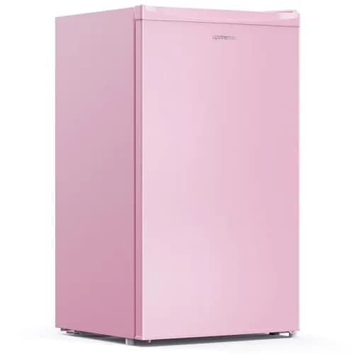 Upstreman Mini Fridge Pink 3.2 Cu.Ft | Space-Efficient Dorm & Office Cooler thumbnail 1