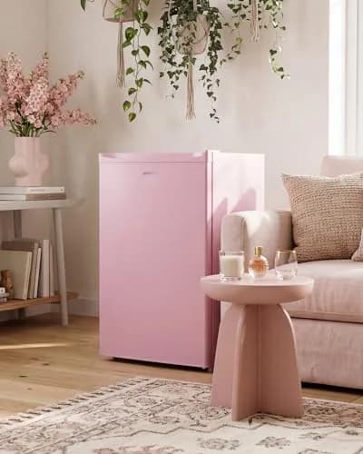 Upstreman Mini Fridge Pink 3.2 Cu.Ft | Space-Efficient Dorm & Office Cooler thumbnail 9
