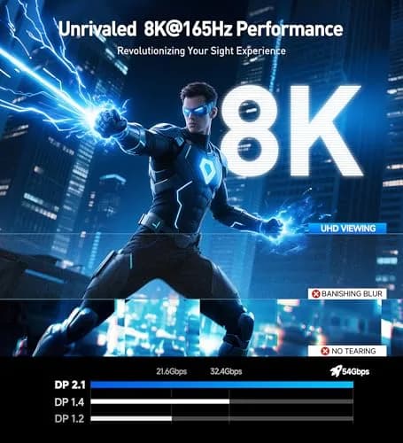 Cable Matters VESA Certified 54Gbps DisplayPort 2.1 Cable 3m (9.8ft) | 8K 165Hz / 4K 500Hz Video thumbnail 4