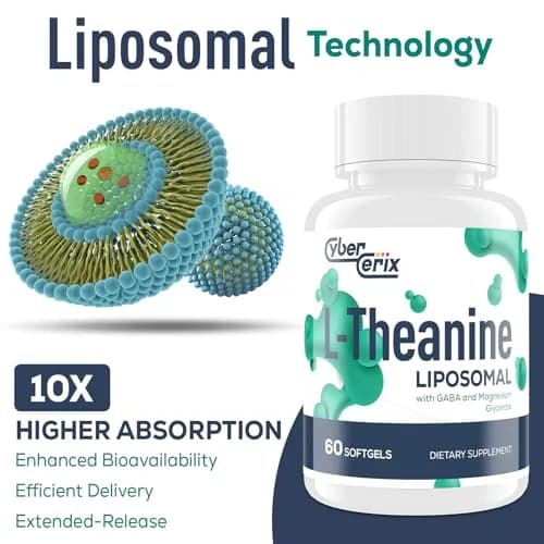 CyberCerix Liposomal L-Theanine 500mg | Extra Strength Supplement for Calm, Relaxation & Focus, Gluten Free (60 Count Pack of 2) thumbnail 4
