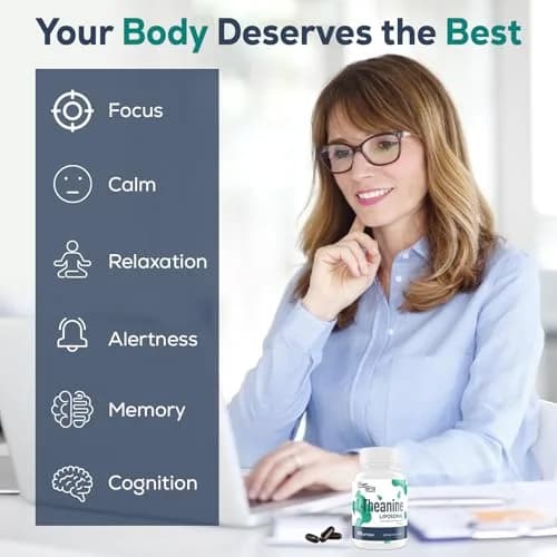CyberCerix Liposomal L-Theanine 500mg | Extra Strength Supplement for Calm, Relaxation & Focus, Gluten Free (60 Count Pack of 2) thumbnail 5