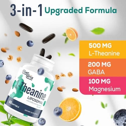 CyberCerix Liposomal L-Theanine 500mg | Extra Strength Supplement for Calm, Relaxation & Focus, Gluten Free (60 Count Pack of 2) thumbnail 3