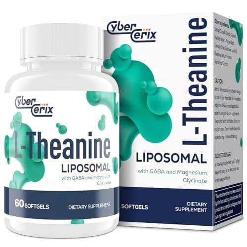 CyberCerix Liposomal L-Theanine 500mg | Complex with GABA 200mg & Magnesium 100mg | Extra Strength Supplement for Calm, Relaxation & Focus, Gluten Free (60 Capsules) thumbnail 1