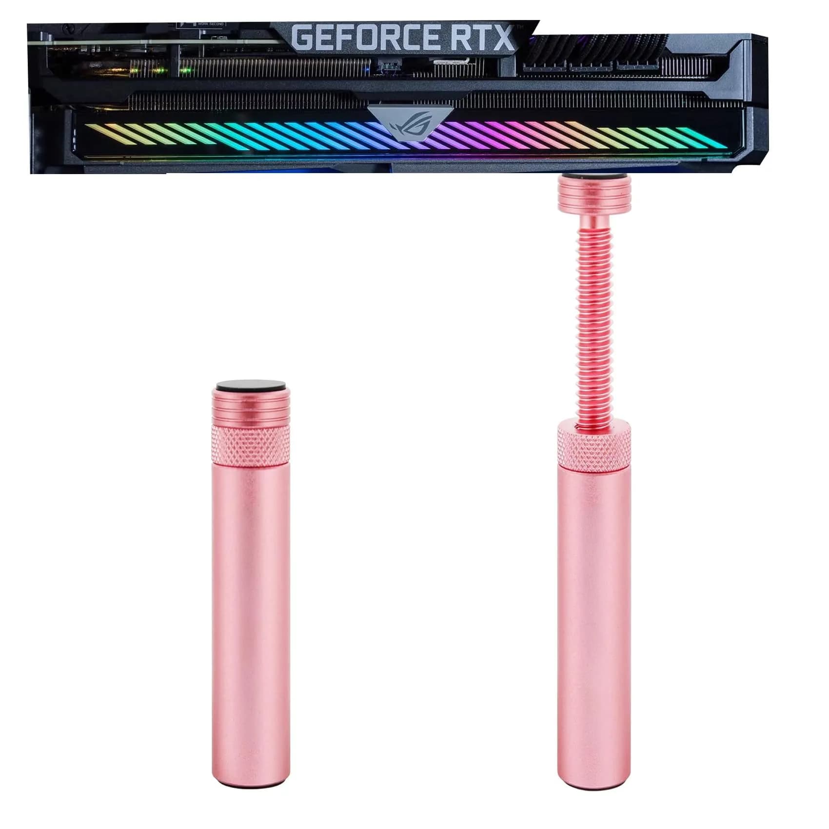 Aivalas Graphics Card GPU Brace Support | Anti Sag Holder, Height Adjustable, Aluminum, Blue — Pink