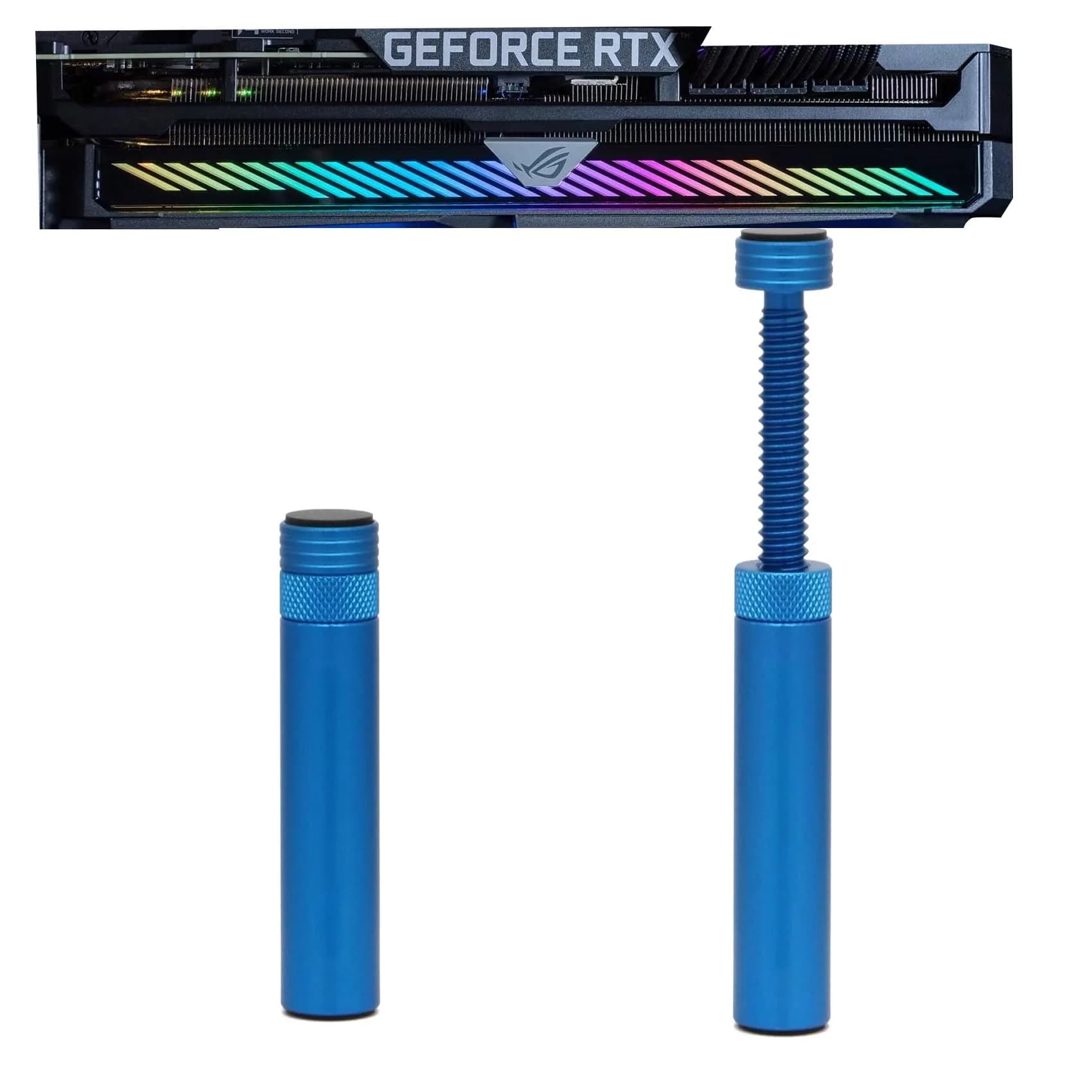 Aivalas Graphics Card GPU Brace Support | Anti Sag Holder, Height Adjustable, Aluminum, Blue — Blue