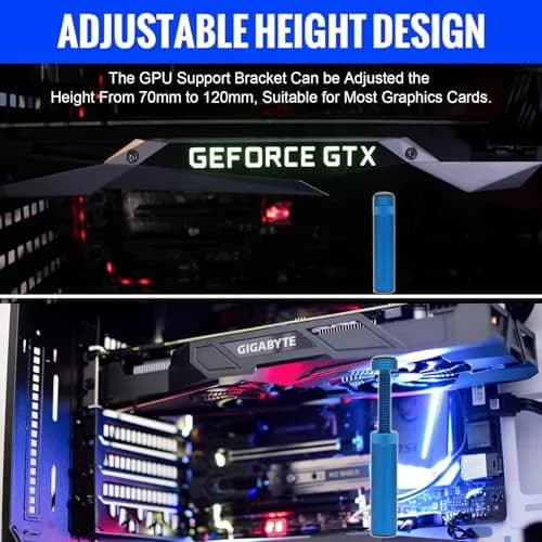 Aivalas Graphics Card GPU Brace Support | Anti Sag Holder, Height Adjustable, Aluminum, Blue thumbnail 4