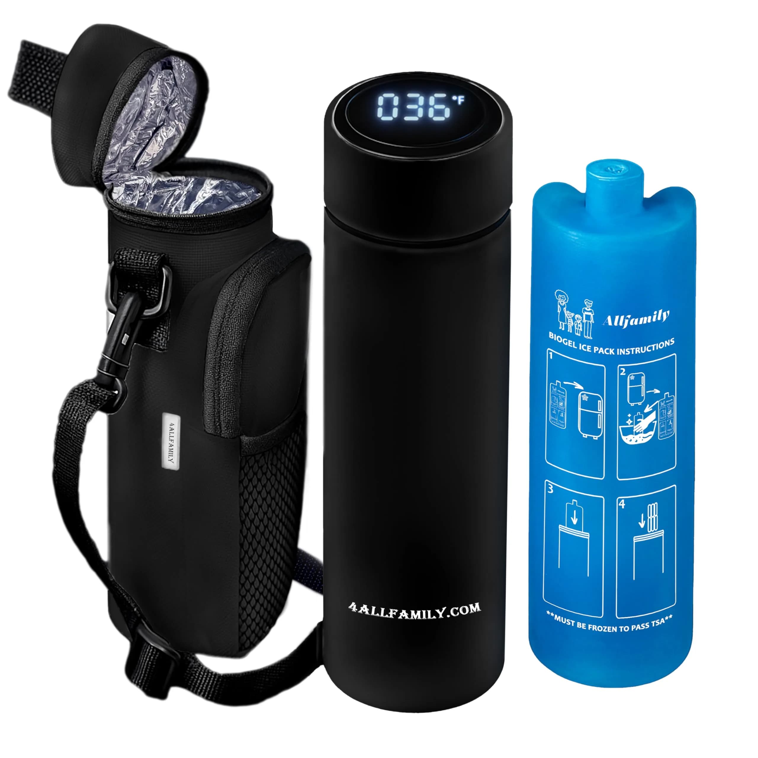 4ALLFAMILY Nomad Medium Pro Insulin Cooler Travel Case - Black | Keeps Medication Cool for 27 Hours