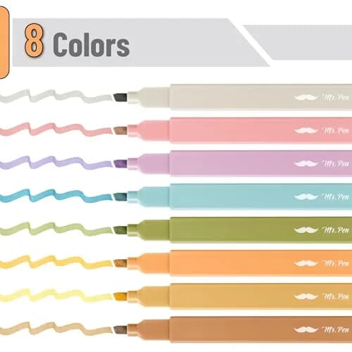 Mr. Pen Aesthetic Highlighters No Bleed, 8 Pack, Assorted Colors | Chisel Tip, Fast Dry, for Journaling & School thumbnail 2