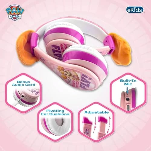 eKids Paw Patrol Skye Liberty Bluetooth Headphones for Kids | Wireless Over-Ear Headset thumbnail 3
