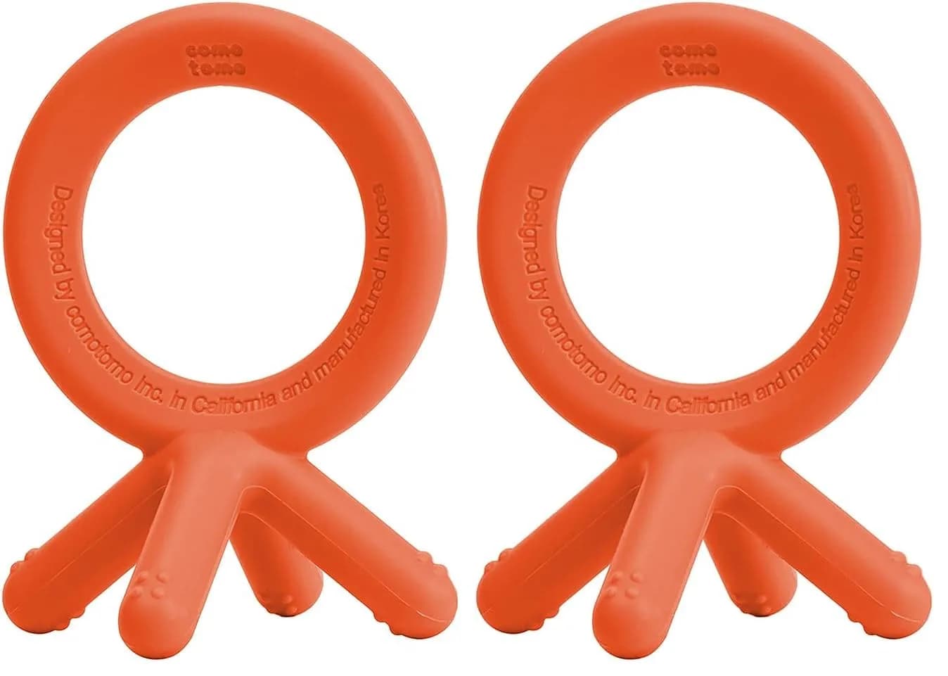 Comotomo Silicone Baby Teether, Orange | BPA-Free, Food-Grade Silicone — Naranja