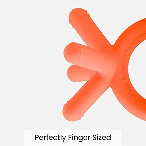 Comotomo Silicone Baby Teether, Orange (Pack of 2) | Finger-Sized, Food-Grade Silicone, Easy Clean thumbnail 4