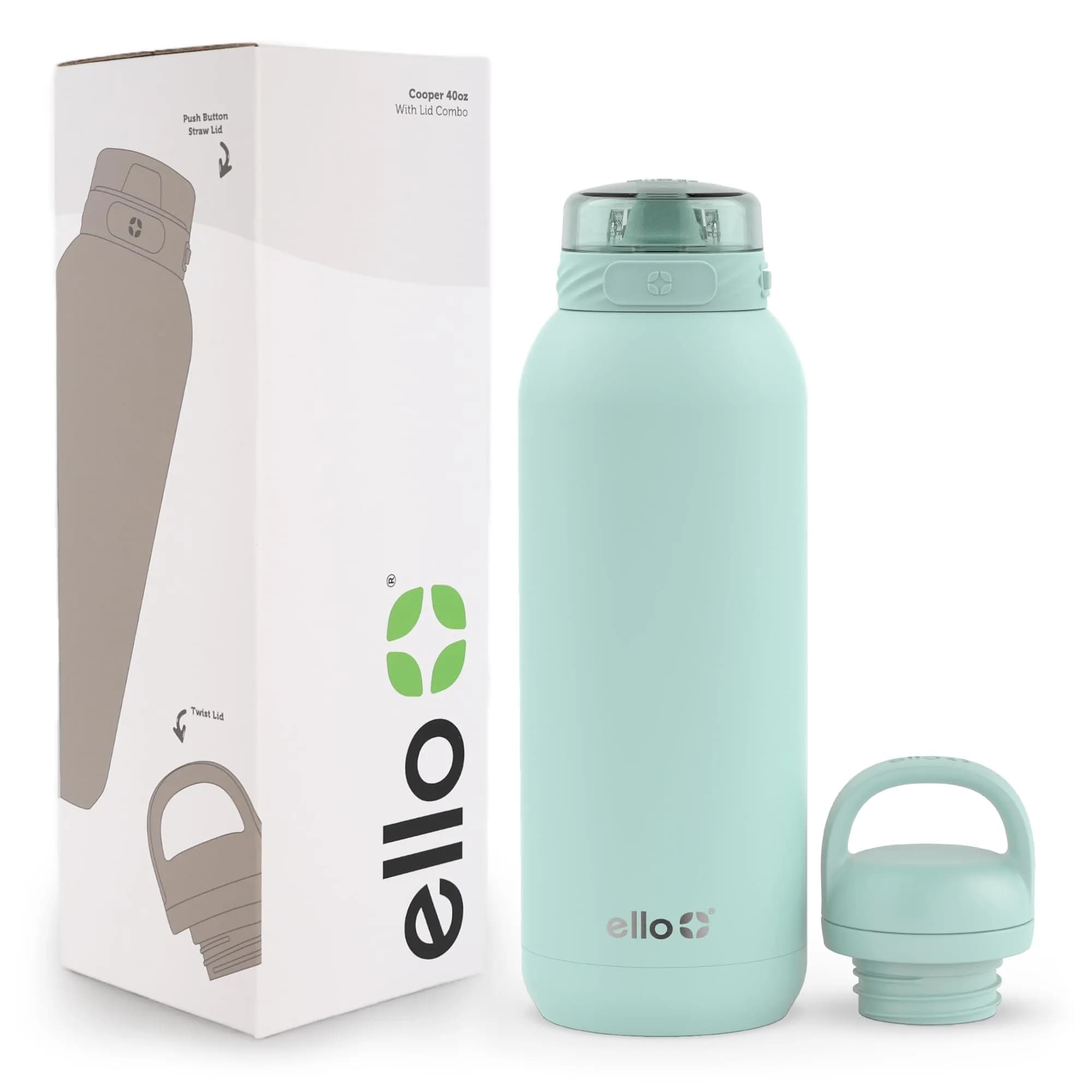 Ello Cooper 40oz Insulated Stainless Steel Water Bottle with Straw, Yucca | Keeps Drinks Cold 24H, Leakproof, BPA-Free - main product image