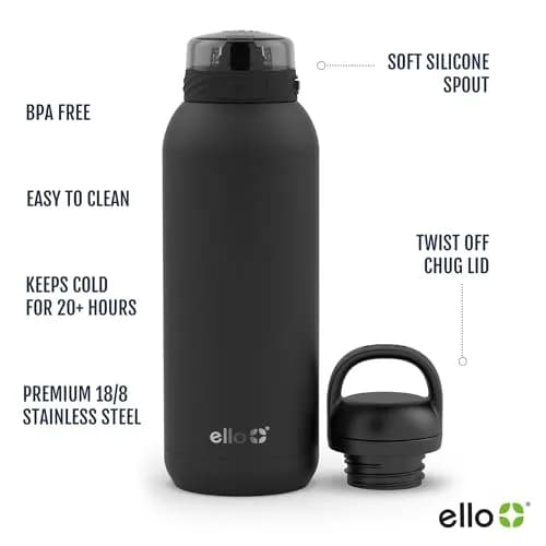 Ello Cooper 40oz Insulated Stainless Steel Water Bottle with Straw, Antigua | Keeps Cold 24 Hours thumbnail 4