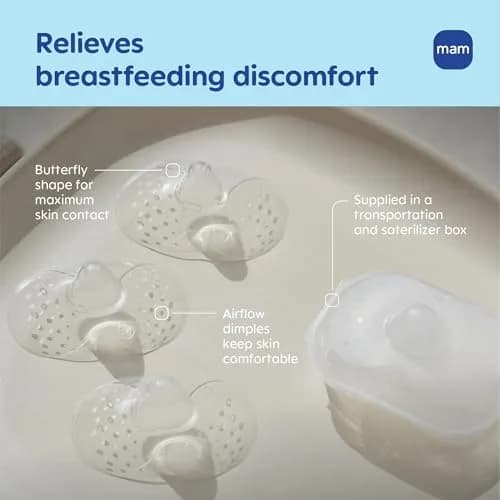 MAM Nipple Shields for Breastfeeding Medium 20mm 2 Pack | Developed with Lactation Experts for Latch Assistance thumbnail 2