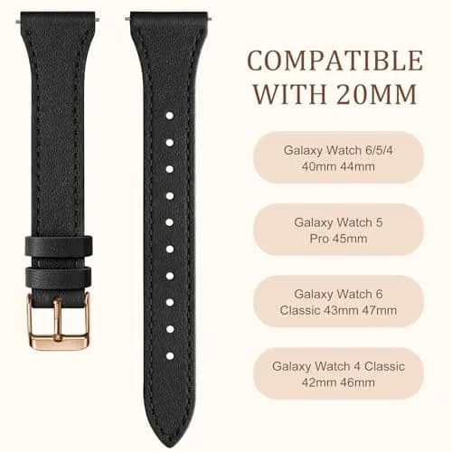 GEAK Slim Leather Band Compatible with Galaxy Watch 7/6/5/4/Active 2 40mm/44mm | Genuine Leather Strap with Quick Release thumbnail 5