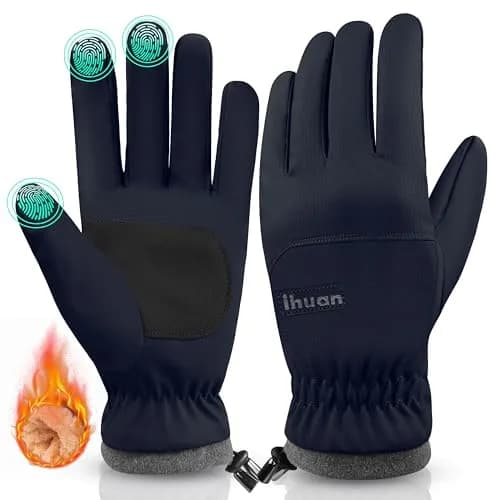 ihuan Winter Waterproof Ski Gloves Men Women | Windproof & Water-Resistant for Cold Weather (Large, Blue) thumbnail 1