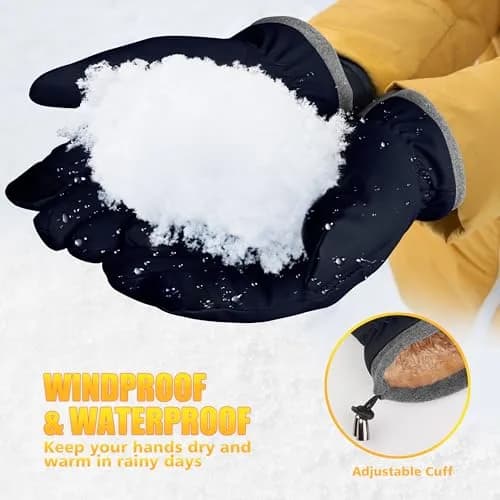 ihuan Winter Waterproof Ski Gloves Men Women | Windproof & Water-Resistant for Cold Weather (Large, Blue) thumbnail 4