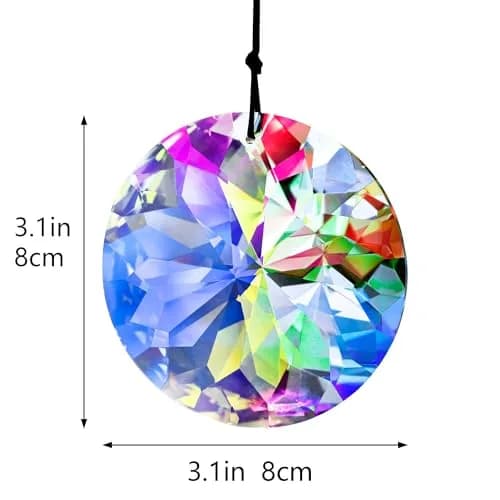 YU FENG 3 Inch Round Crystal Prism Suncatcher, AB Color Rainbow Maker (79mm / 3.1in) thumbnail 5