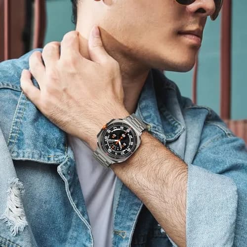 Anlinser No Gap Bands Compatible with Samsung Galaxy Watch Ultra 2/1 47mm Gray Titanium Metal Strap | Classic Style for Men & Women thumbnail 5
