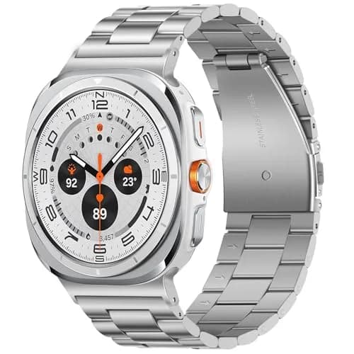 Anlinser No Gap Metal Watch Band Compatible with Samsung Galaxy Watch Ultra 2/1 47mm Silver | Adjustable Stainless Steel Strap thumbnail 1