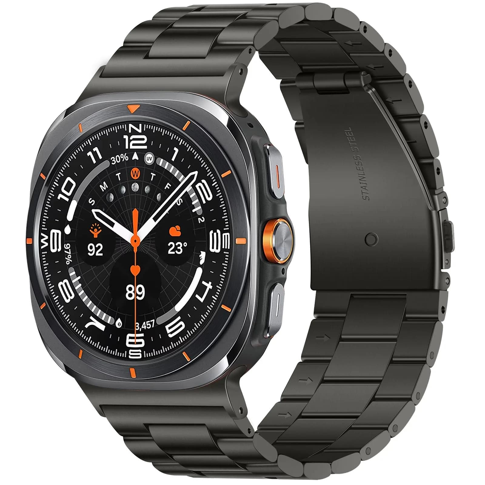 Anlinser No Gap Bands Compatible with Samsung Galaxy Watch Ultra 2/1 47mm Graphite | Stainless Steel Metal Strap