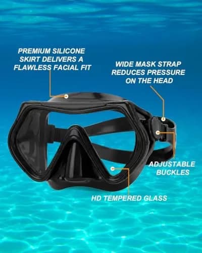 DIPUKI Snorkeling Gear for Adults | Dry Snorkel Mask Set, Wide View, Anti-Fog, Scuba Diving, Swimming Packages (0.811 Fl Oz) thumbnail 4