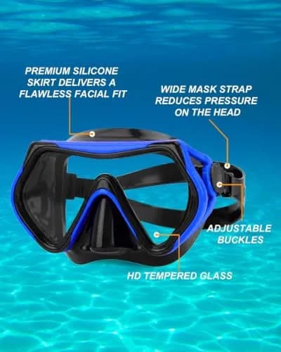 DIPUKI Snorkeling Gear for Adults | Dry Snorkel Mask Set, Wide View, Anti-Fog, 2 Pack (1.02kg) thumbnail 4