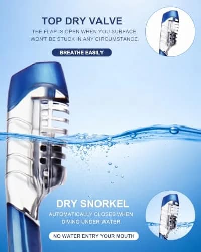 DIPUKI Snorkeling Gear for Adults | Dry Snorkel Mask Set, Wide View, Anti-Fog, 2 Pack (1.02kg) thumbnail 6