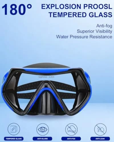 DIPUKI Snorkeling Gear for Adults | Dry Snorkel Mask Set, Wide View, Anti-Fog, 2 Pack (1.02kg) thumbnail 3