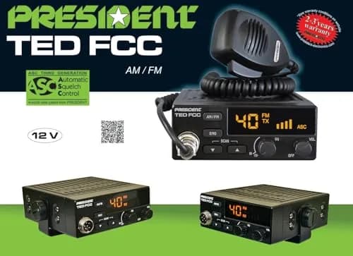 President Ted FCC AM/FM 40 Channel Compact CB Radio | LED Display, Emergency Channels, 13.8V, 4 W, Compact Size thumbnail 5