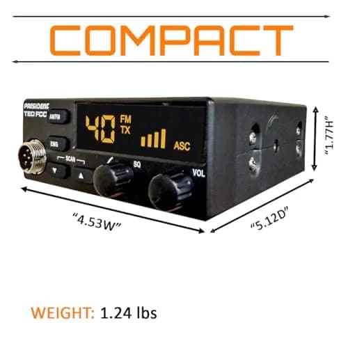 President Ted FCC AM/FM 40 Channel Compact CB Radio | LED Display, Emergency Channels, 13.8V, 4 W, Compact Size thumbnail 7