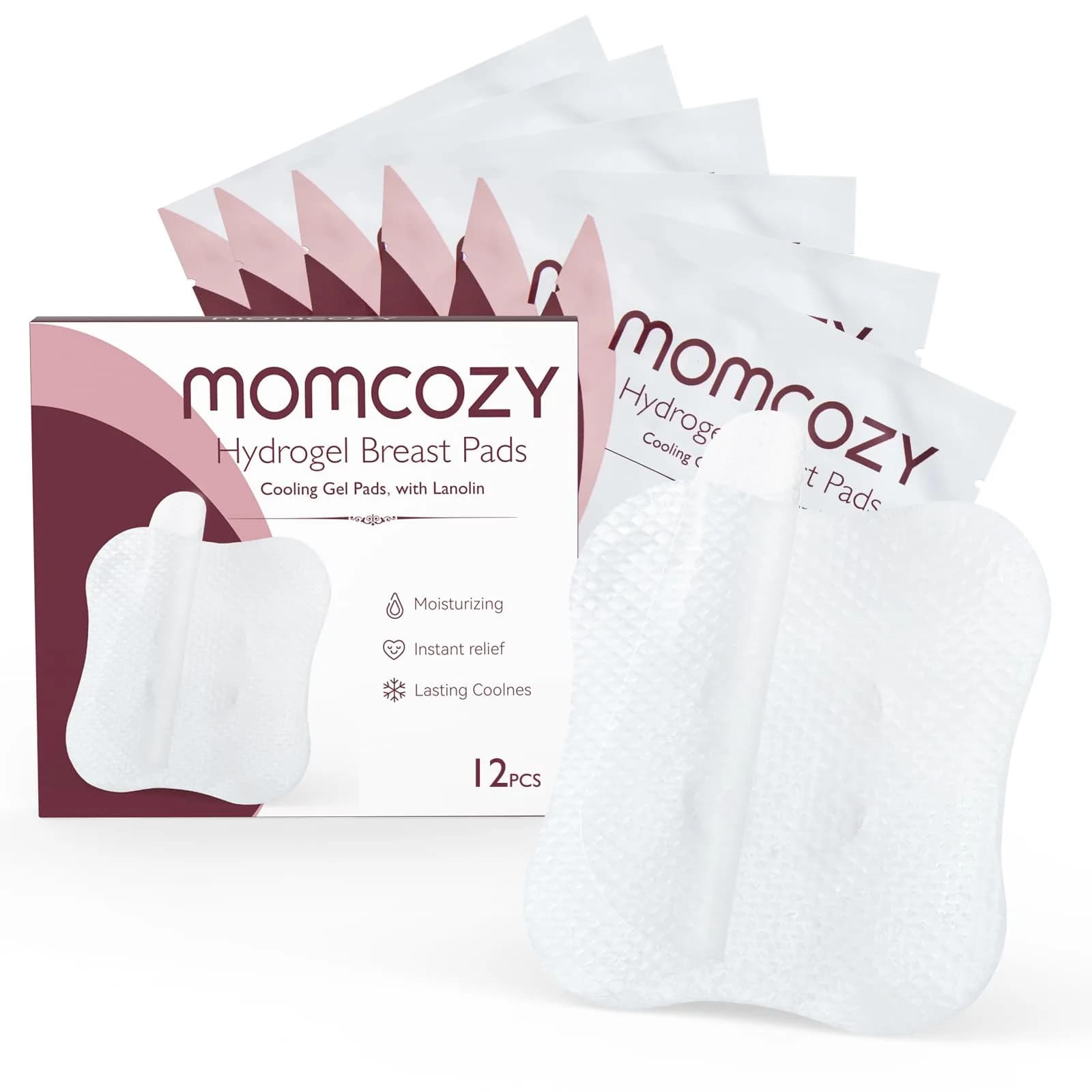 Momcozy Hydrogel Nursing Pads 20 Count | Cooling Relief for Sore Nipples — 12 PCS