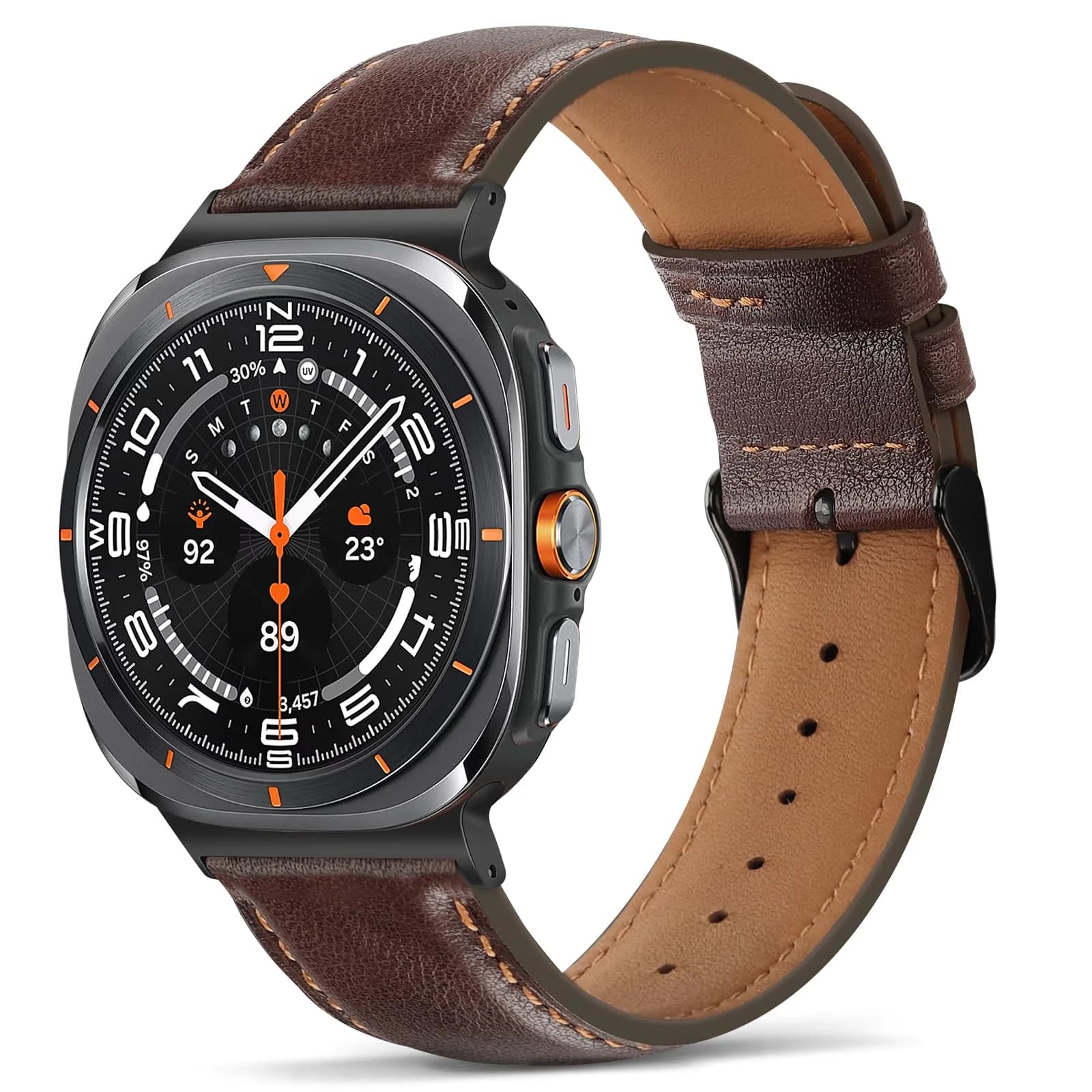 Tasikar Leather Band Compatible with Samsung Galaxy Watch Ultra 2/1 47mm | Classic Brown Genuine Leather Strap — Dark Brown / Galaxy Watch Ultra 2/1 47mm