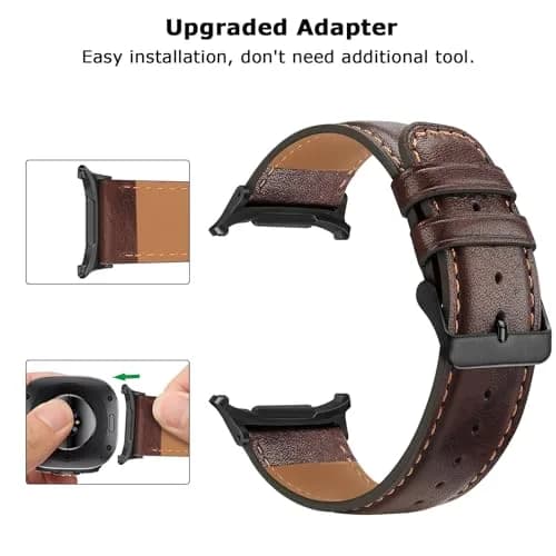 Tasikar Leather Band Compatible with Samsung Galaxy Watch Ultra 2/1 47mm | Genuine Leather Strap with Black Stainless Steel Clasp thumbnail 4
