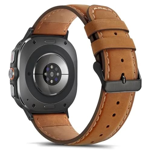 Tasikar Leather Band Compatible with Samsung Galaxy Watch Ultra 2/1 47mm | Classic Brown Genuine Leather Strap thumbnail 3