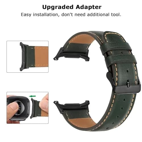 Tasikar Leather Watch Band Compatible with Samsung Galaxy Watch Ultra 2 47mm | Genuine Leather Strap, Green, 43mm Width thumbnail 4