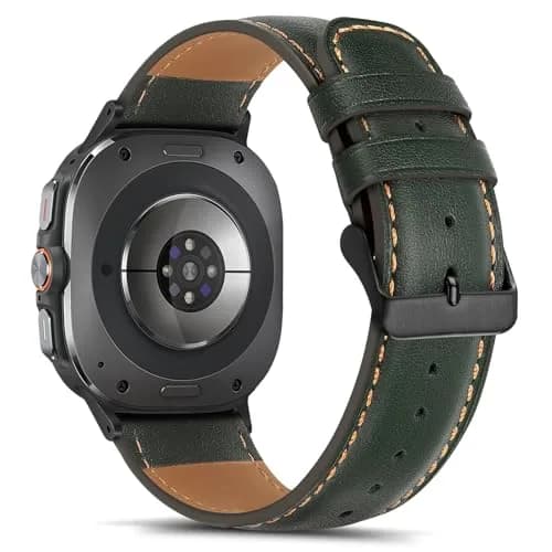 Tasikar Leather Watch Band Compatible with Samsung Galaxy Watch Ultra 2 47mm | Genuine Leather Strap, Green, 43mm Width thumbnail 3