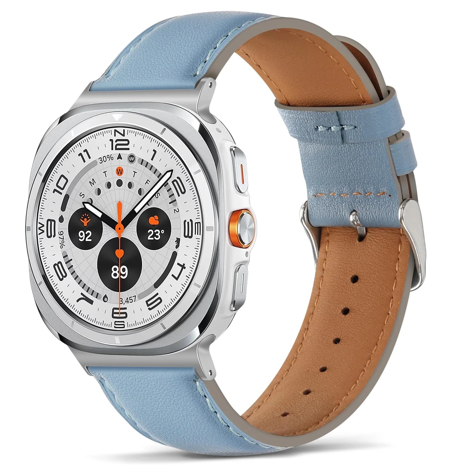 Tasikar Leather Watch Band Compatible with Samsung Galaxy Watch Ultra 47mm | Genuine Leather Strap, Blue