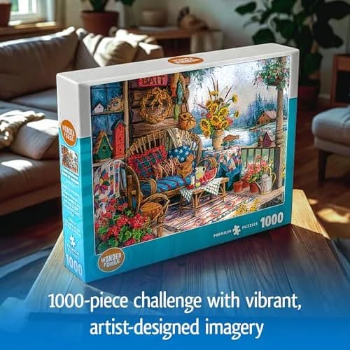 Wonder Forge Country Hideaway 1000 Piece Jigsaw Puzzle for Adults | Scenic Lakeside Scene, FSC-Certified, 27 x 20 inches thumbnail 3